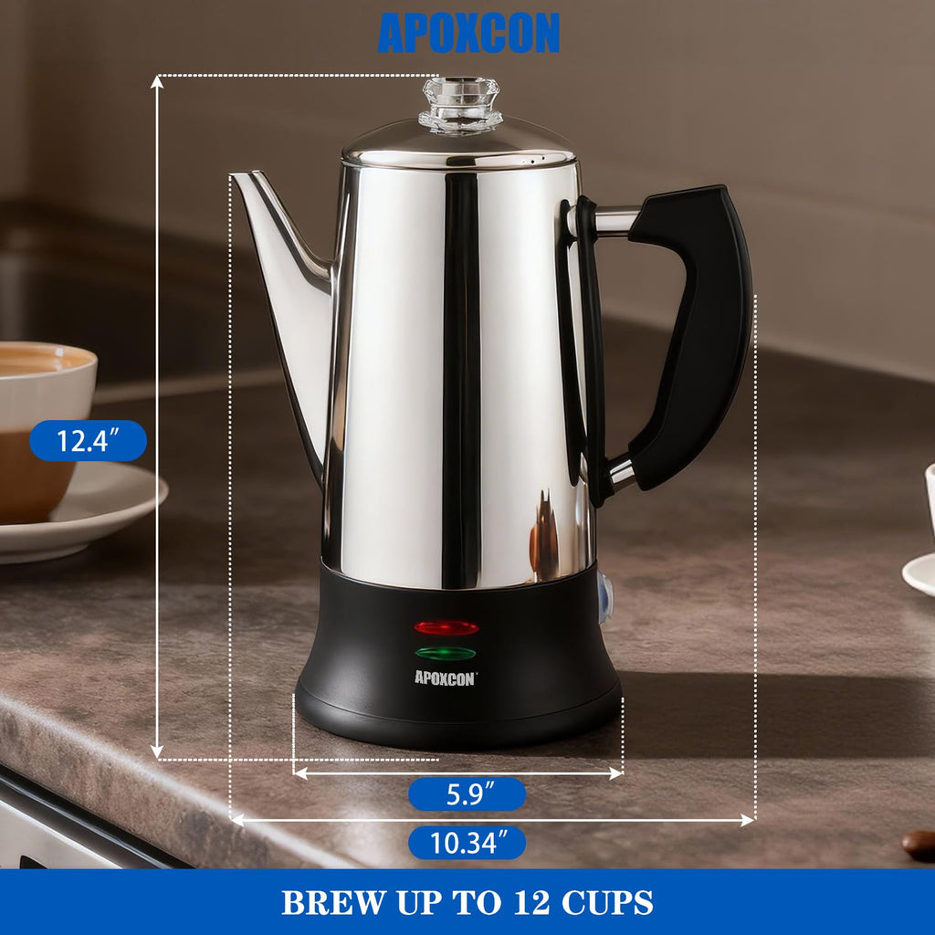 Electric Stainless Steel Coffee Percolator 12 Cup R112