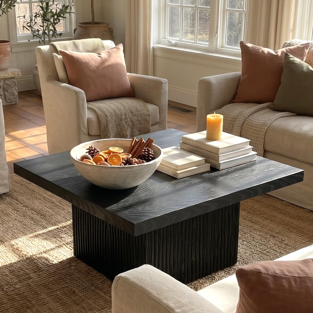 31.5" Square Fluted Wood Coffee Table G708375