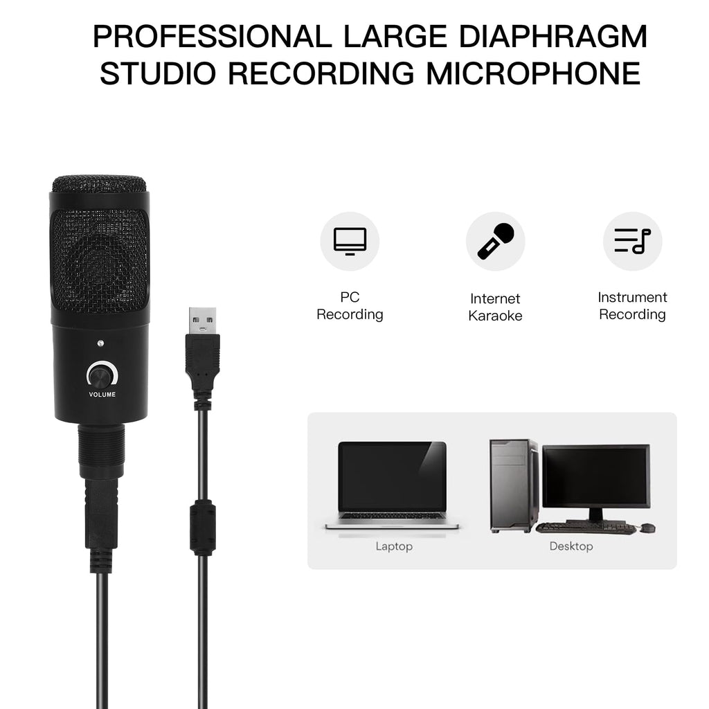 USB Condenser Microphone Kit with Scissor Arm, Shock Mount and Pop Filter V427242