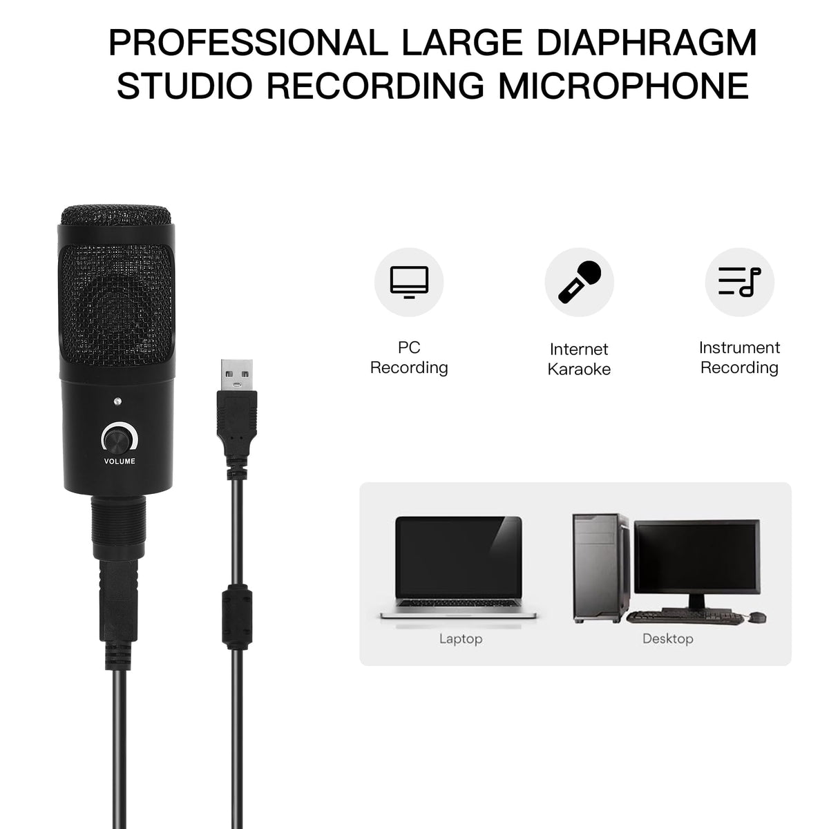 USB Condenser Microphone Kit with Scissor Arm, Shock Mount and Pop Filter V427242