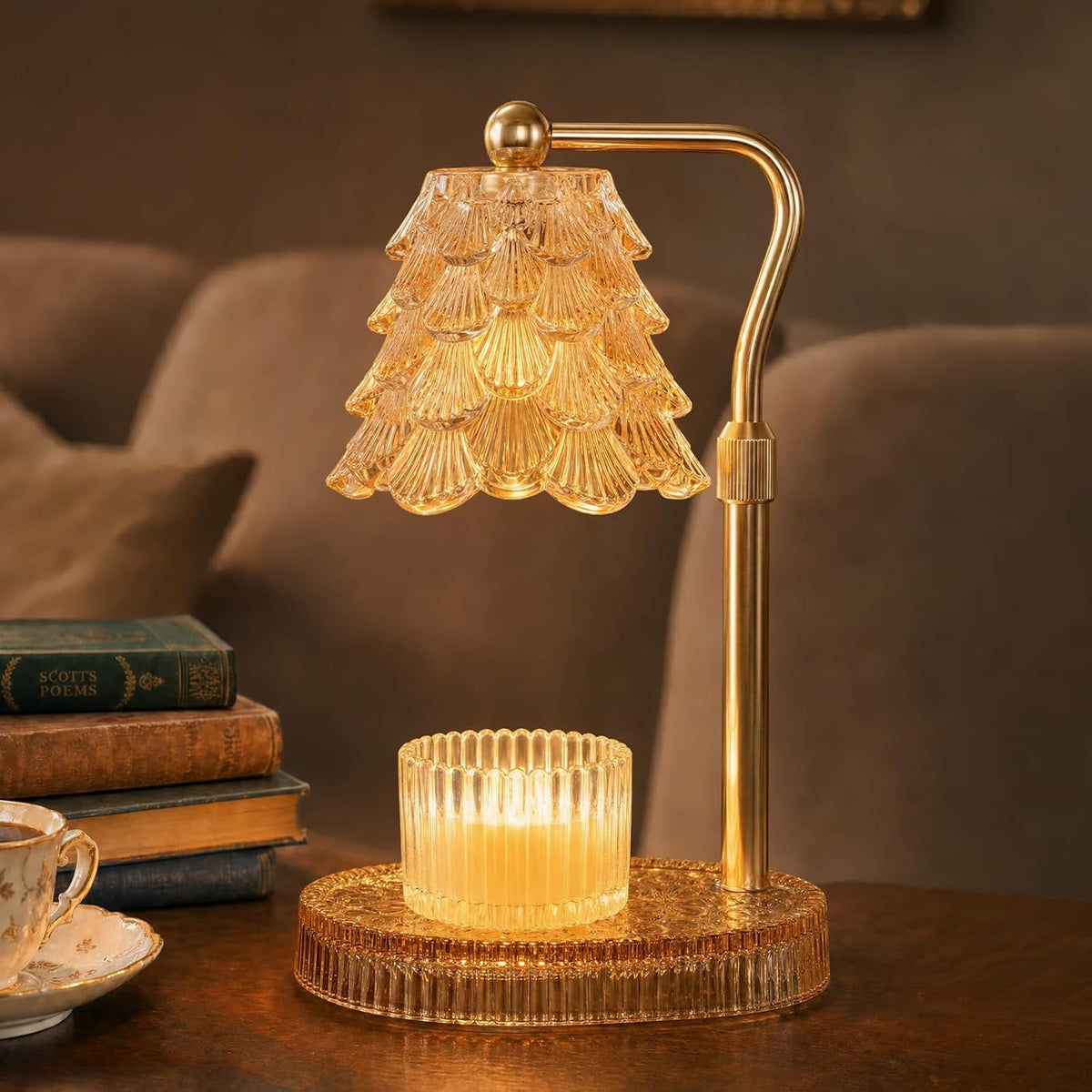 Candle Warmer Lamp with Timer Dimmer, Adjustable Height Glass Lamp A4115