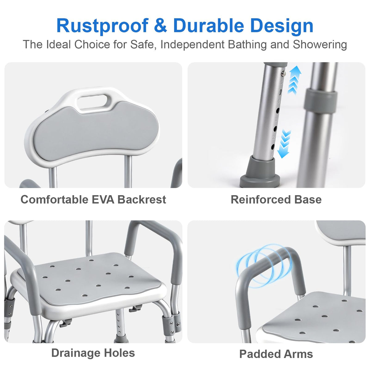 Shower Chair with Padded Armrests and Back H5644