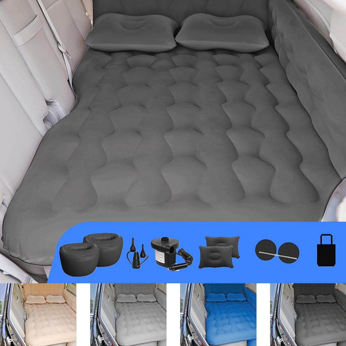 Black Car Air Mattress with Electric Pump L872507