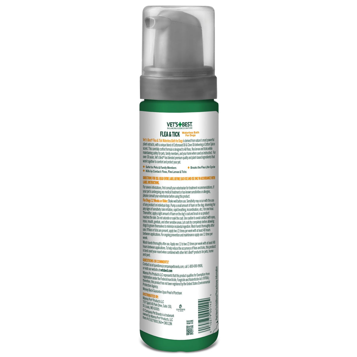 Waterless Flea & Tick Bath for Dogs 8 oz A95117