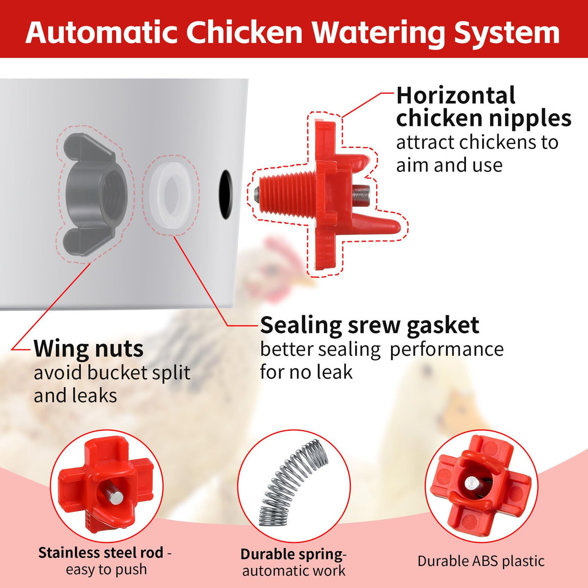 12 Pcs Horizontal Chicken Waterer Nipples with Drill Bit J227