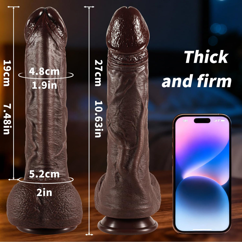 Black 10.8" Dual Density Silicone Dildo with Suction Cup X261330