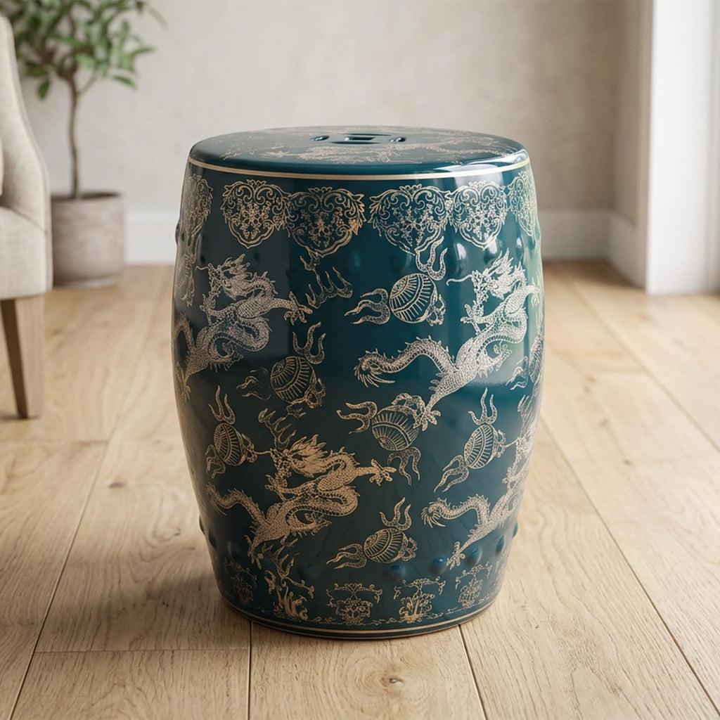 Ceramic Garden Stool Drum Side Table Plant Stand B315
