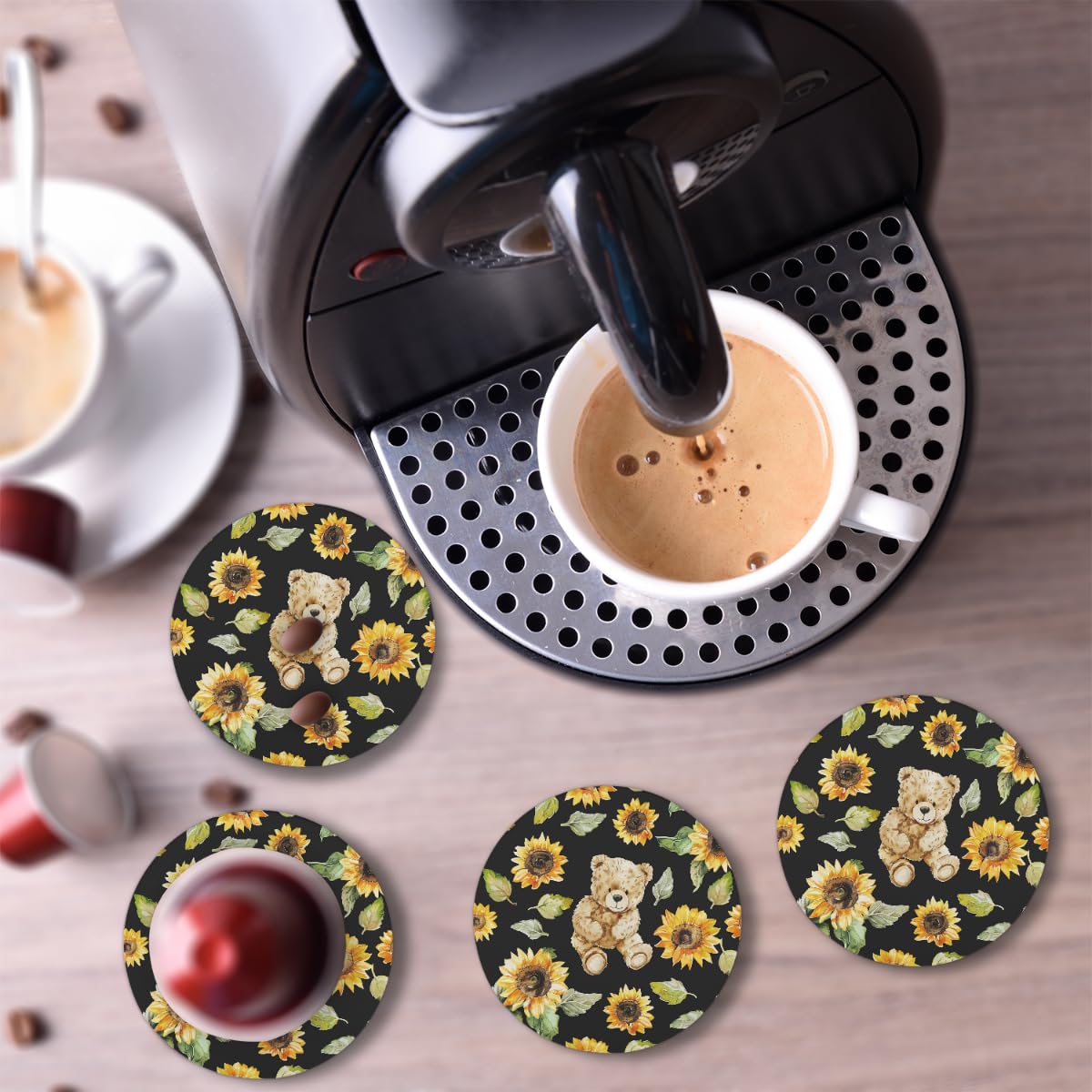 Round Absorbent Ceramic Coasters Set of 4 F5711