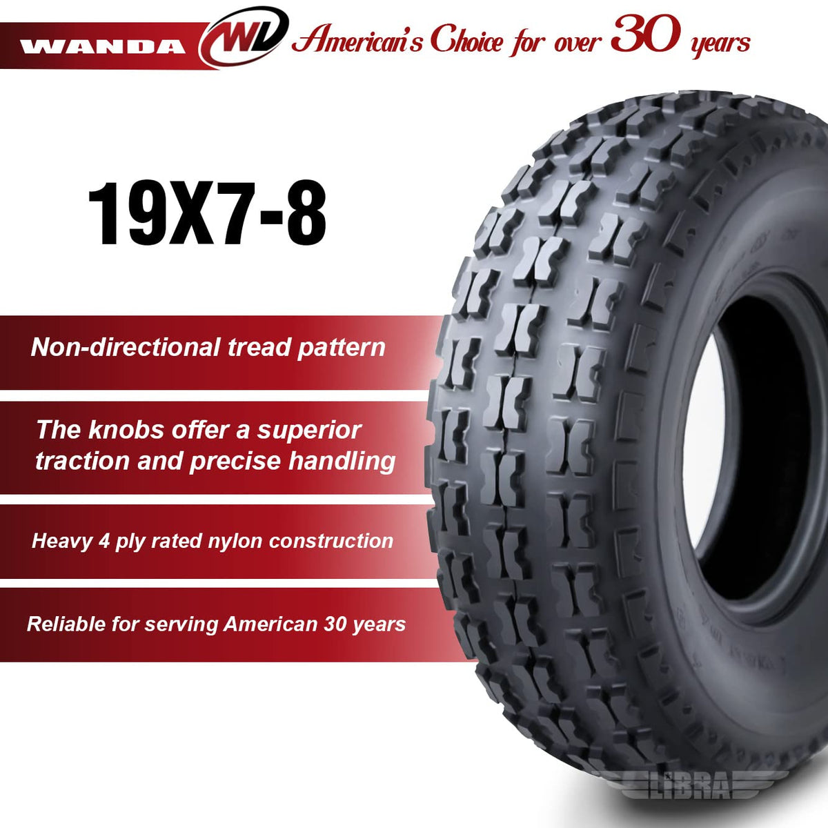 2 New Sport ATV Tires 19x7-8 4PR C6178