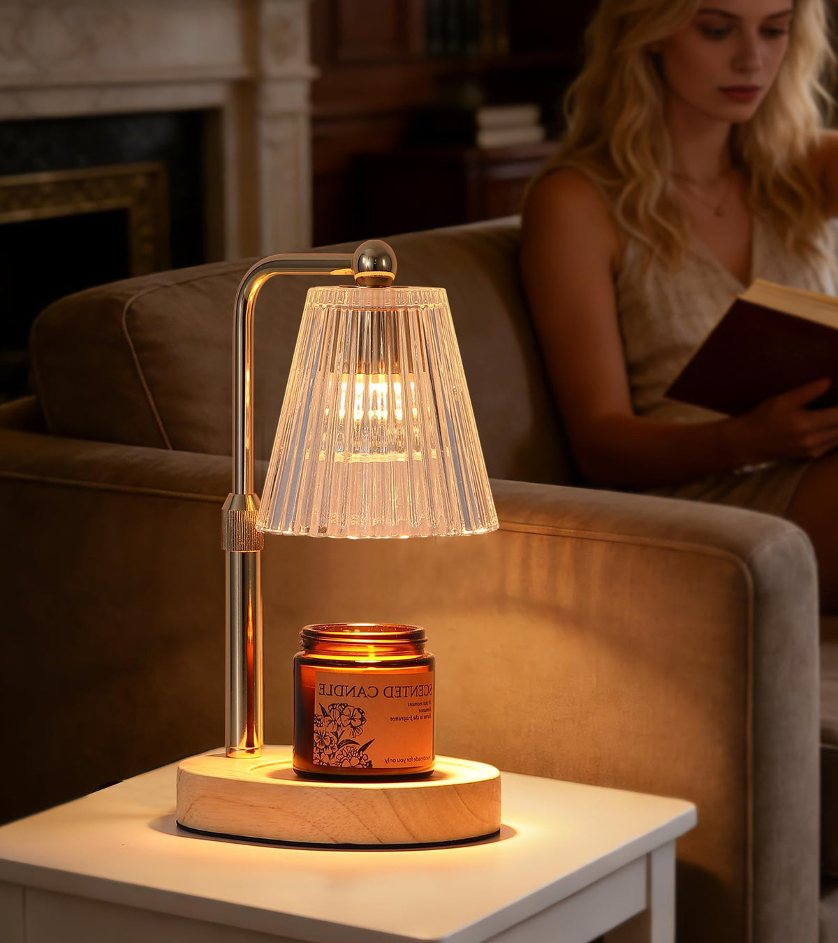 Gold Candle Warmer Lamp with Timer Dimmable with 2 Bulbs P734