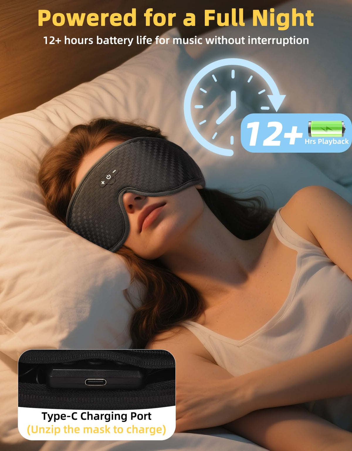 Adjustable Sleep Mask with Bluetooth Headphones F118768