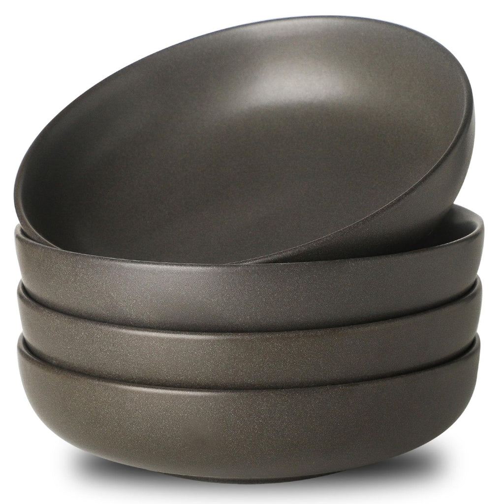 34 oz Stoneware Pasta Bowls Set of 4, Matte Black M5138