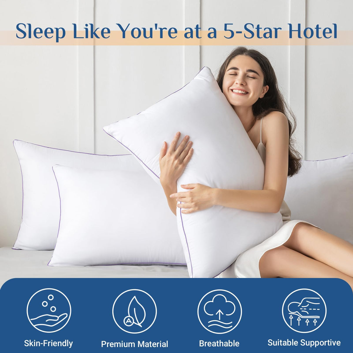 King Size Set of 2 Down Alternative Bed Pillows O9133