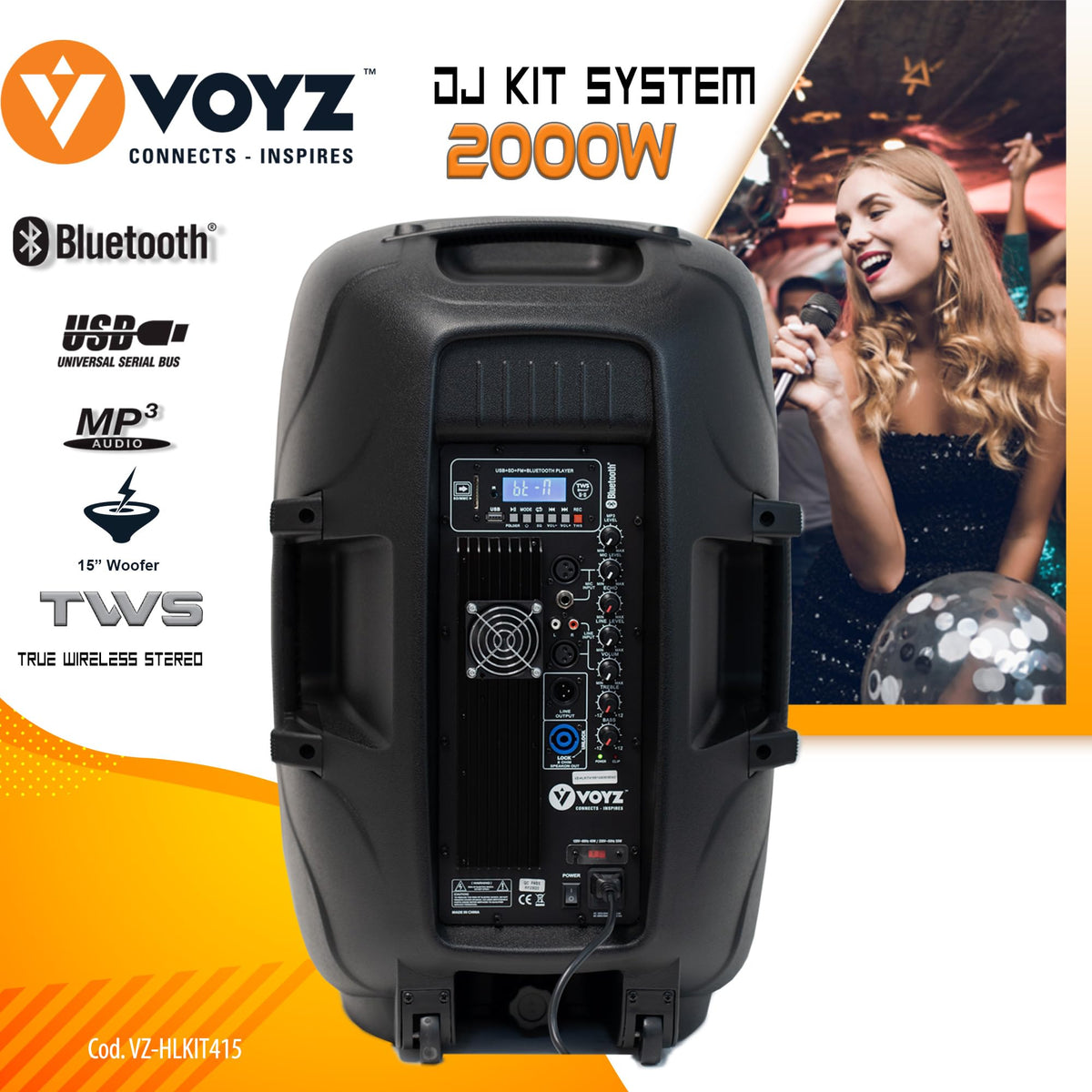 15" 2000 Watt 2-Way Powered PA Speaker System P554