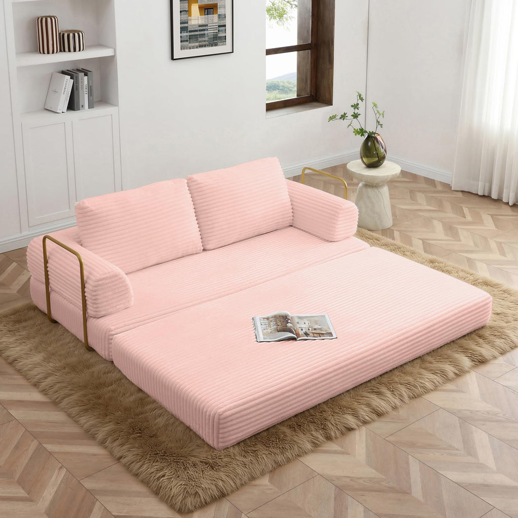 Pink Convertible Sleeper Sofa Bed N791