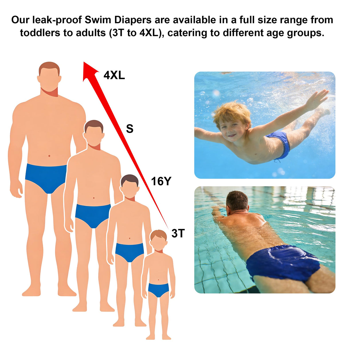 Reusable Waterproof Leakproof Swim Diaper Black 10-12Years K34262