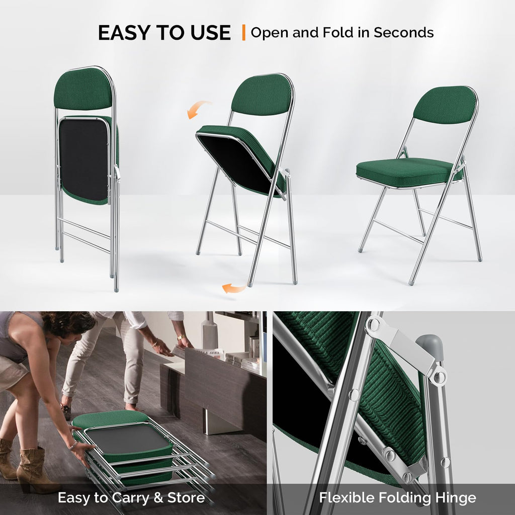 2 Pack Olive Green Folding Chairs with Padded Seat L42627