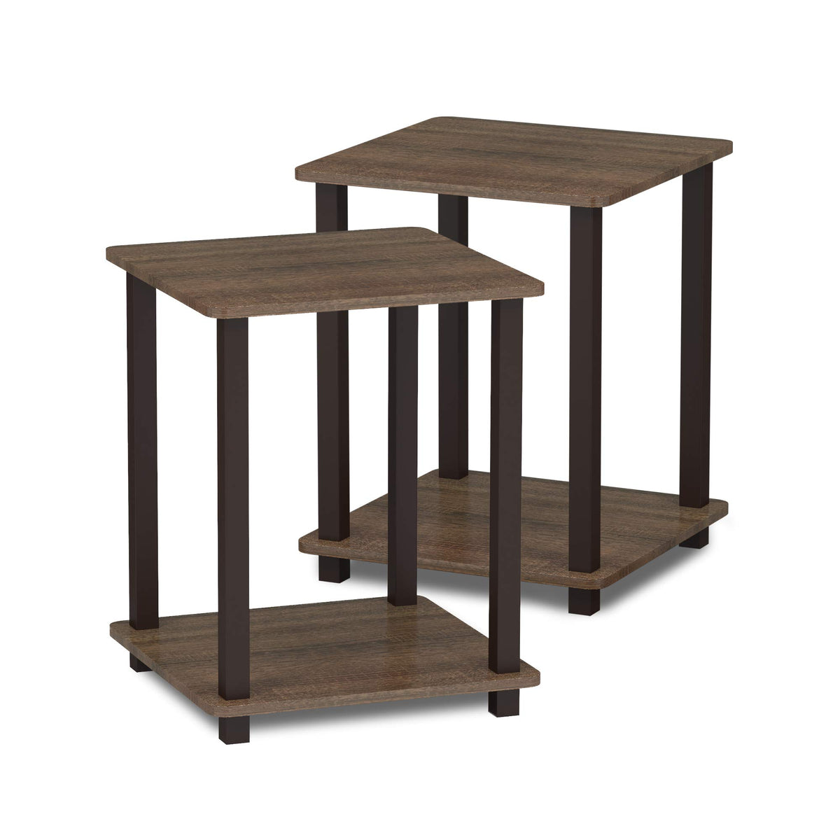 Set of 2 End Table Walnut Brown G4478