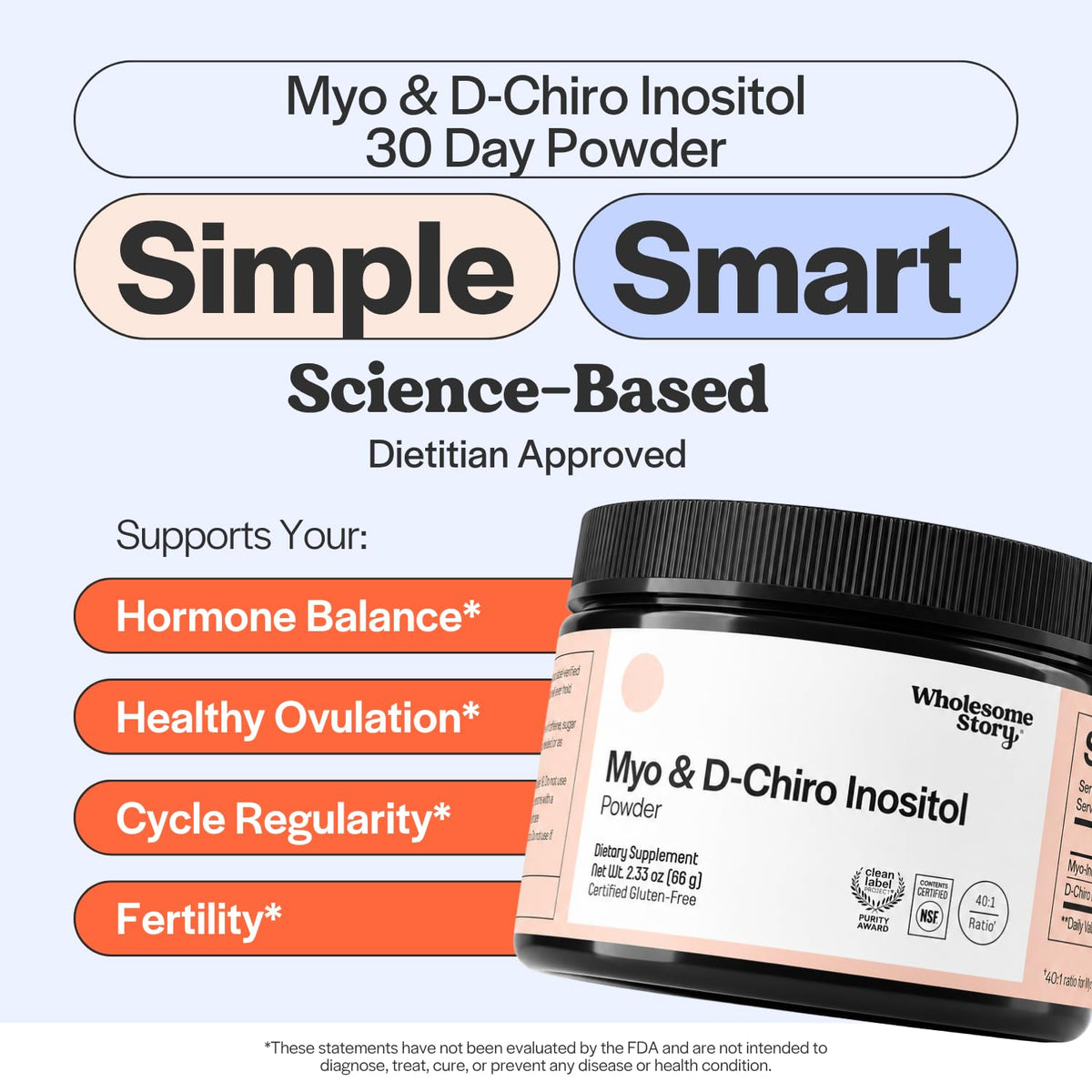 Myo-Inositol & D-Chiro Inositol Supplement Powder 40:1 Ratio 30 Servings I8765