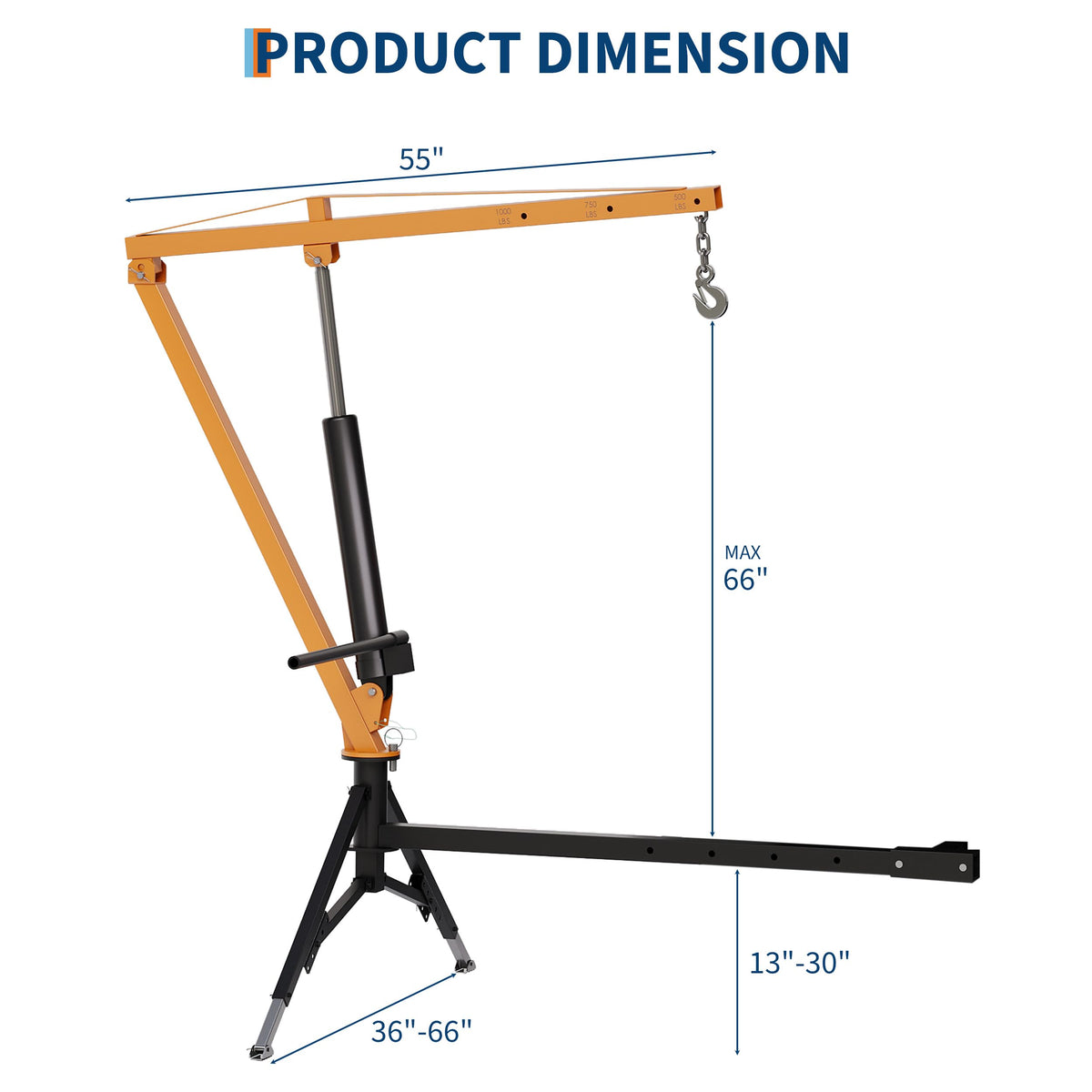 1000 lb Hitch Mount Hydraulic Pickup Truck Crane N7017