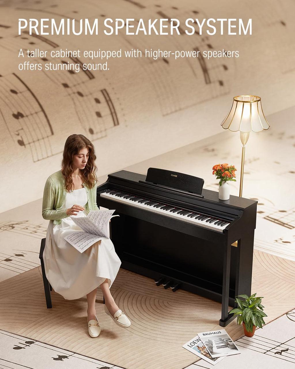 88-Key Weighted Action Digital Piano with Storage Bench K389