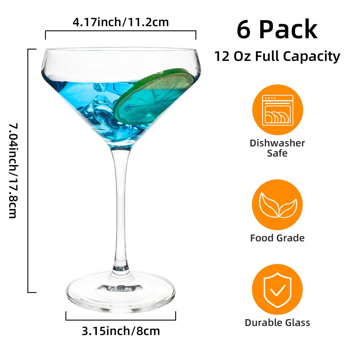 12Oz Martini Glasses Set of 6 J957