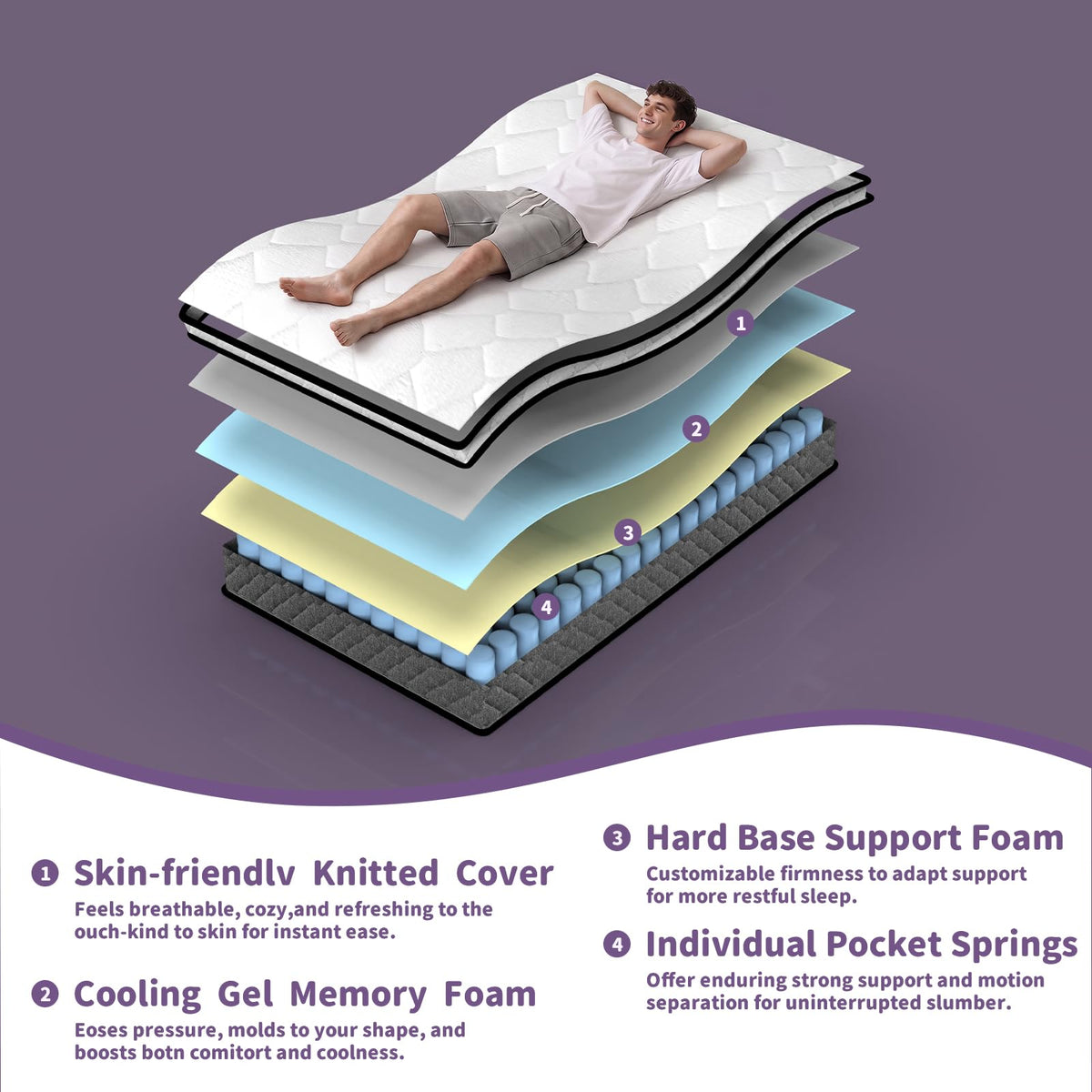 Full Size 12 inch Cooling Hybrid Mattress W9826