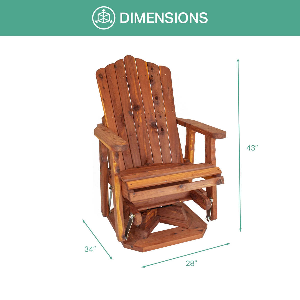 23" Cedar Adirondack Swivel Glider O732440