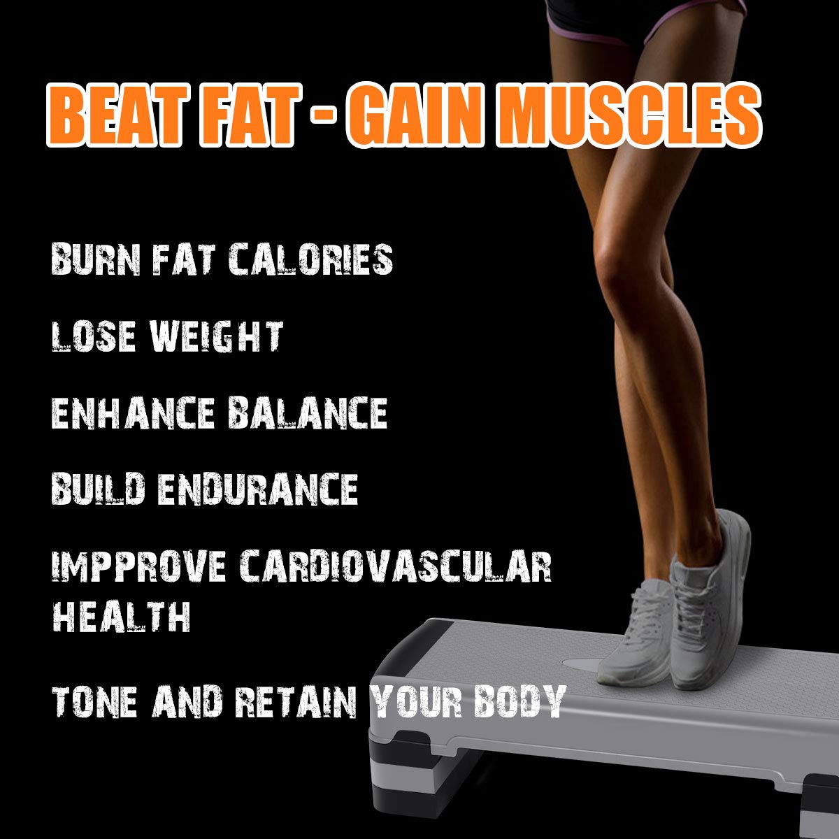 35" Height-Adjustable Non-Slip Aerobic Step Platform B369