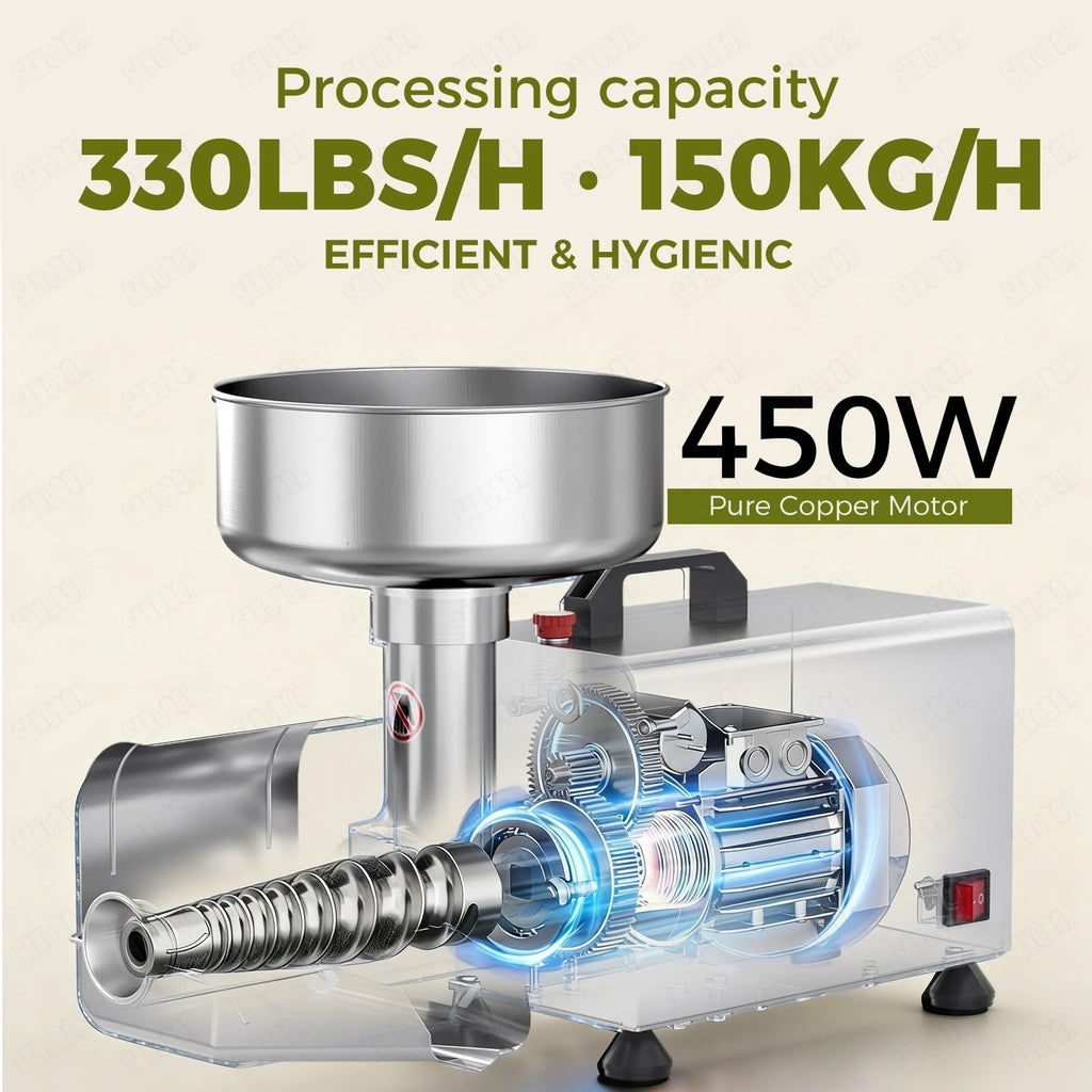 450W Metal Tomato Sauce Maker 8.5in Food-Grade Stainless Steel D2301