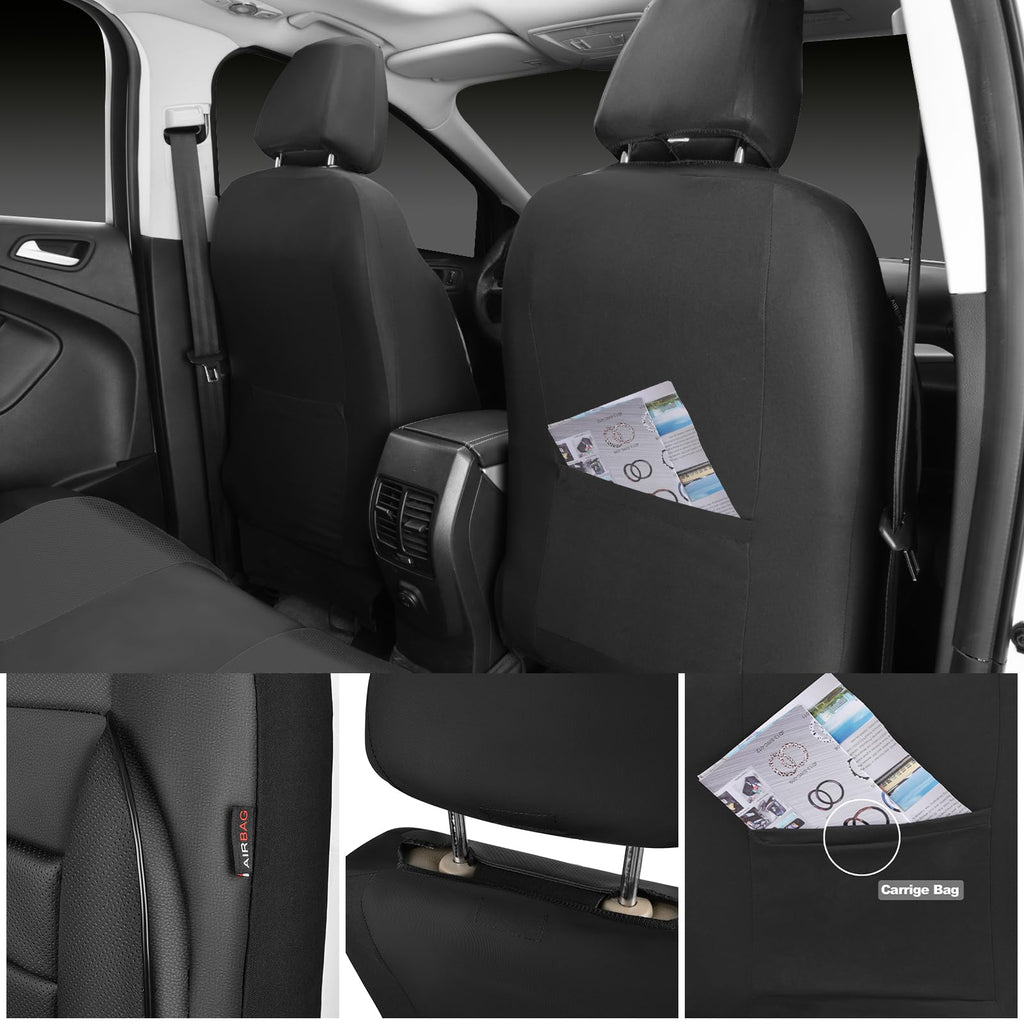 Leather Seat Covers Full Set Water Resistant 3D Foam Back Support 5 Seat Covers U6078