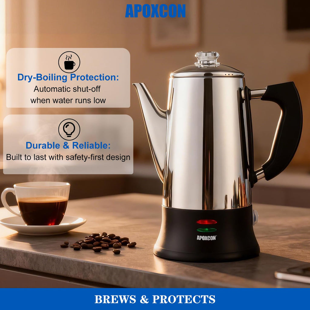 Electric Stainless Steel Coffee Percolator 12 Cup R112
