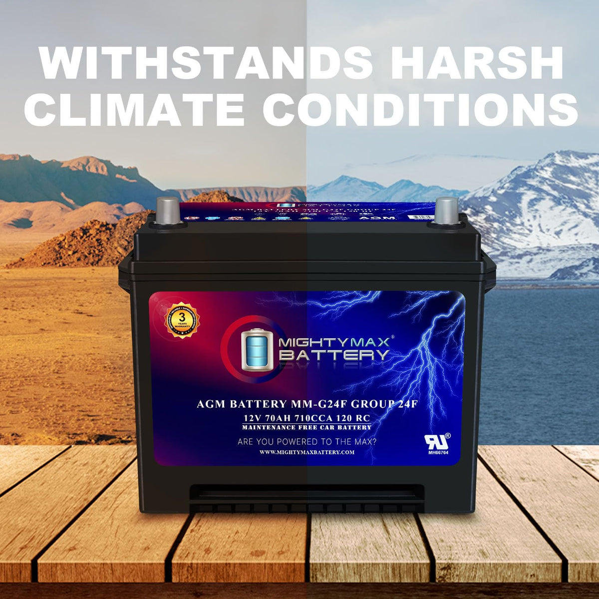 12V 70Ah AGM Replacement Battery B377