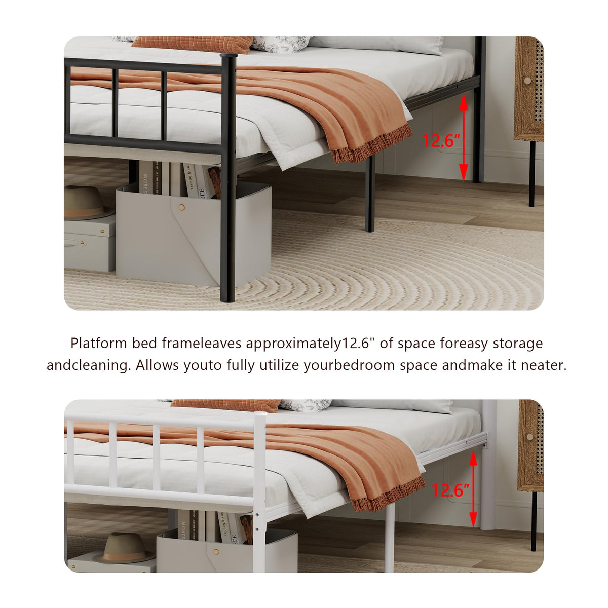 Black Full Size Metal Platform Bed Frame T896078