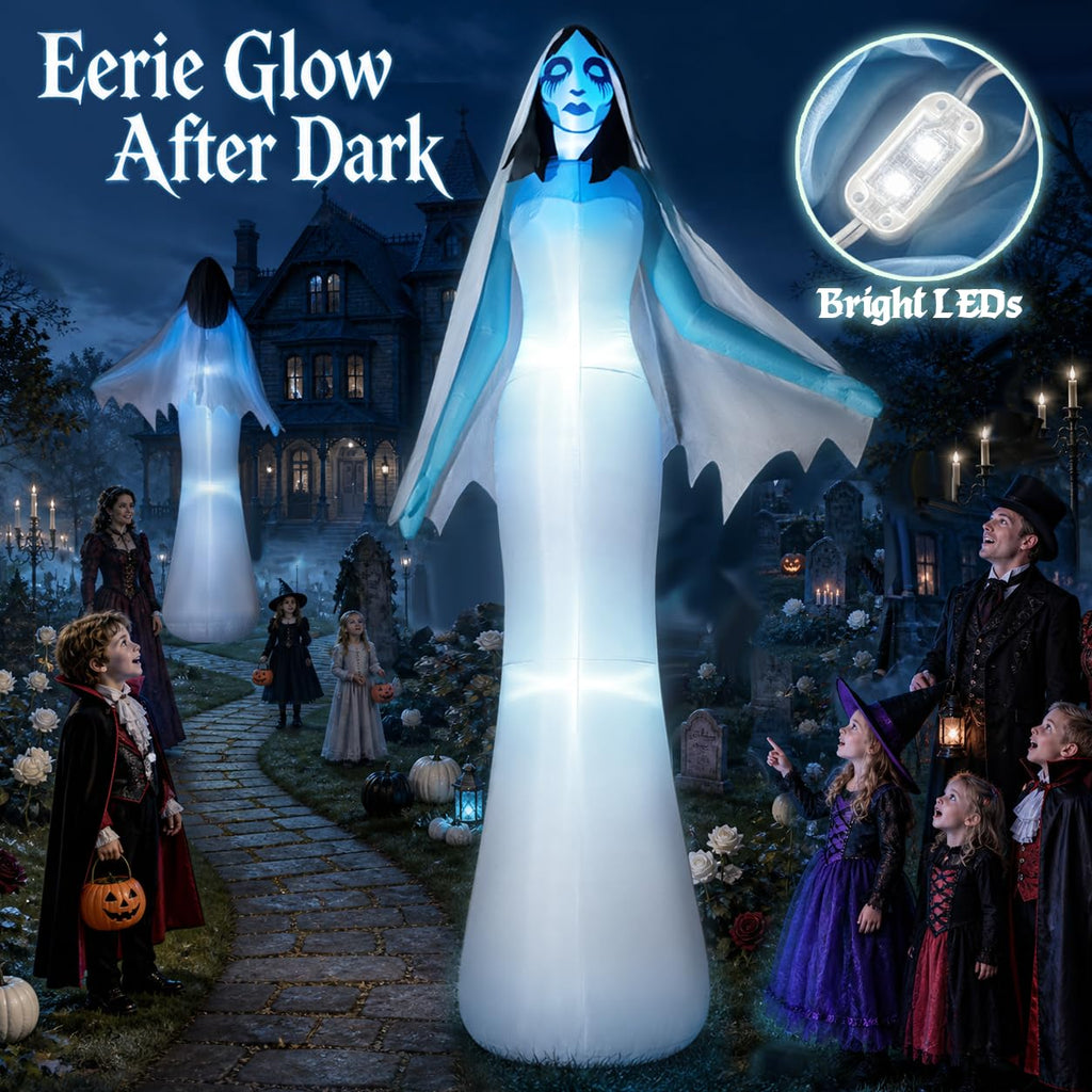 12FT Halloween Inflatable Ghost Bride with Blue LEDs S344