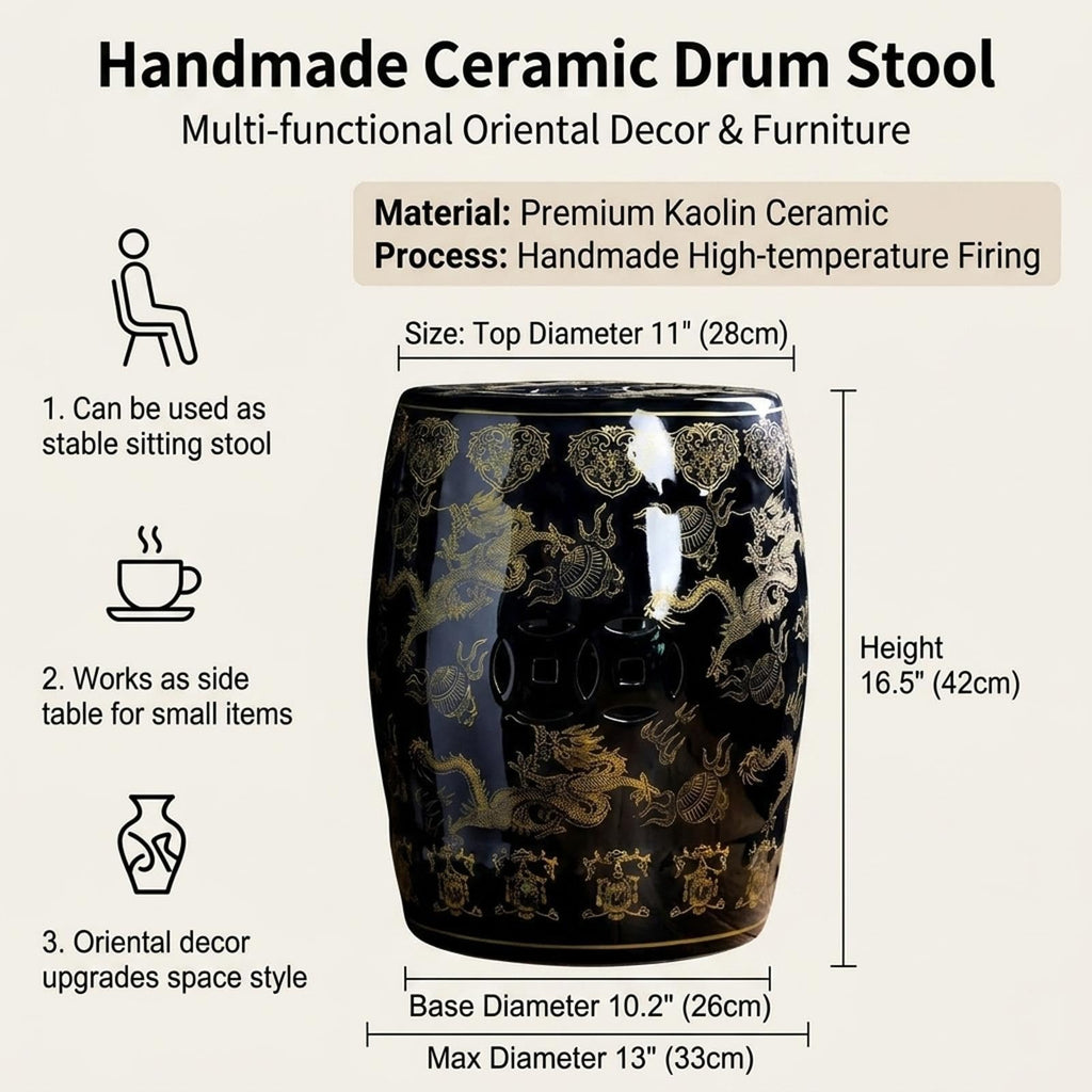 Ceramic Garden Stool Drum Side Table Plant Stand B315