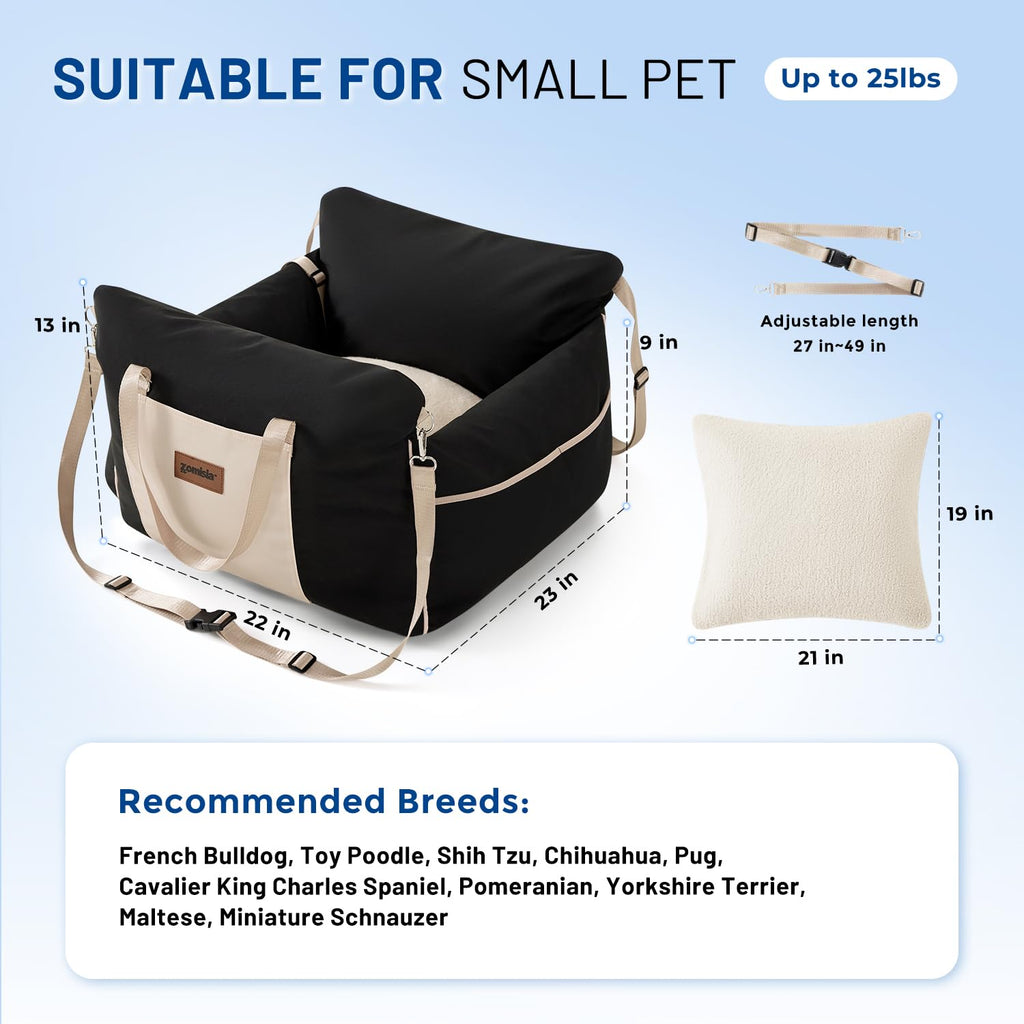 Waterproof Dog Car Seat with Safety Leash, Black T351
