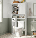 34" Over the Toilet Storage Cabinet with Arched Doors, White C221789