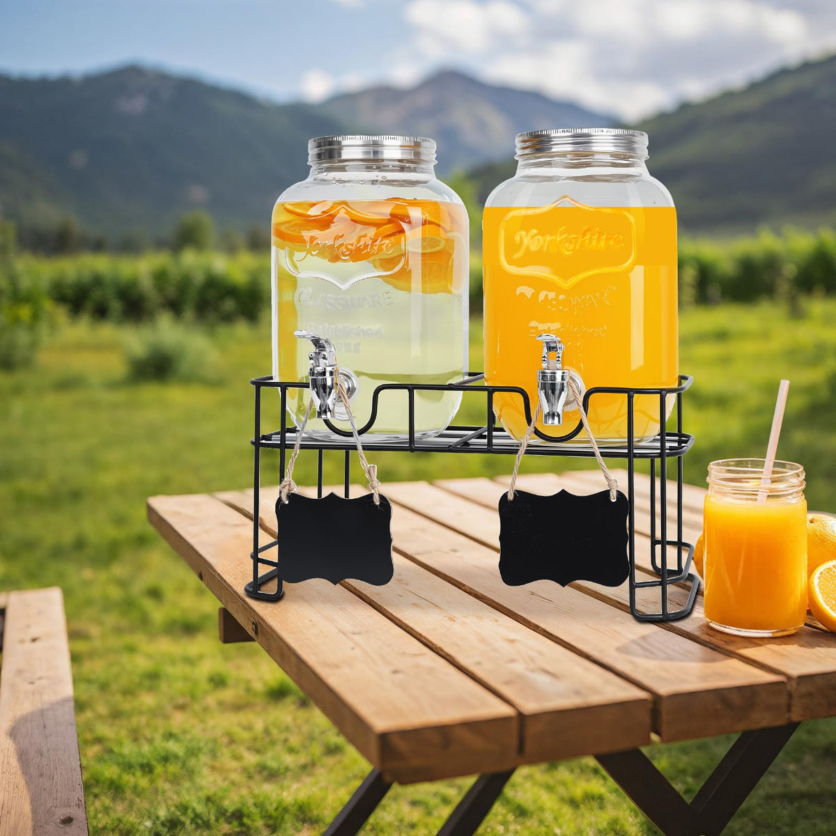 2 Pack 1 Gallon Glass Drink Dispensers C92792