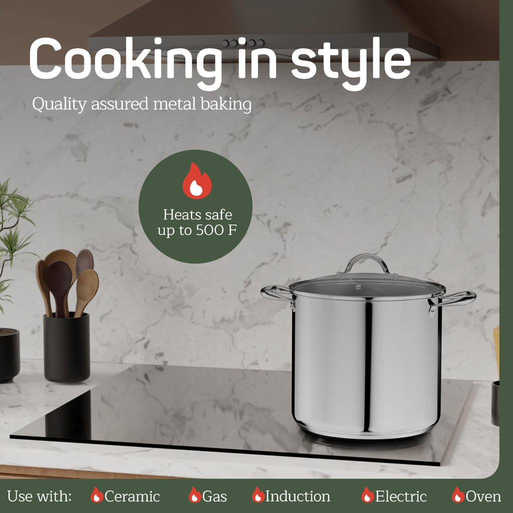 16 Quart Stainless Steel Stockpot with Tempered Glass Lid W87522