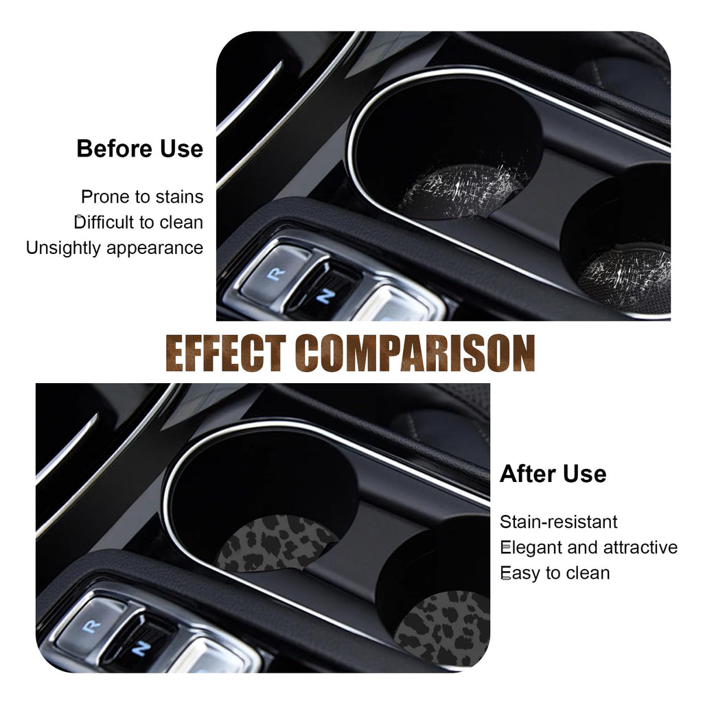 2 PCS Non-Slip Rubber Cheetah Print Car Cup Coasters P333