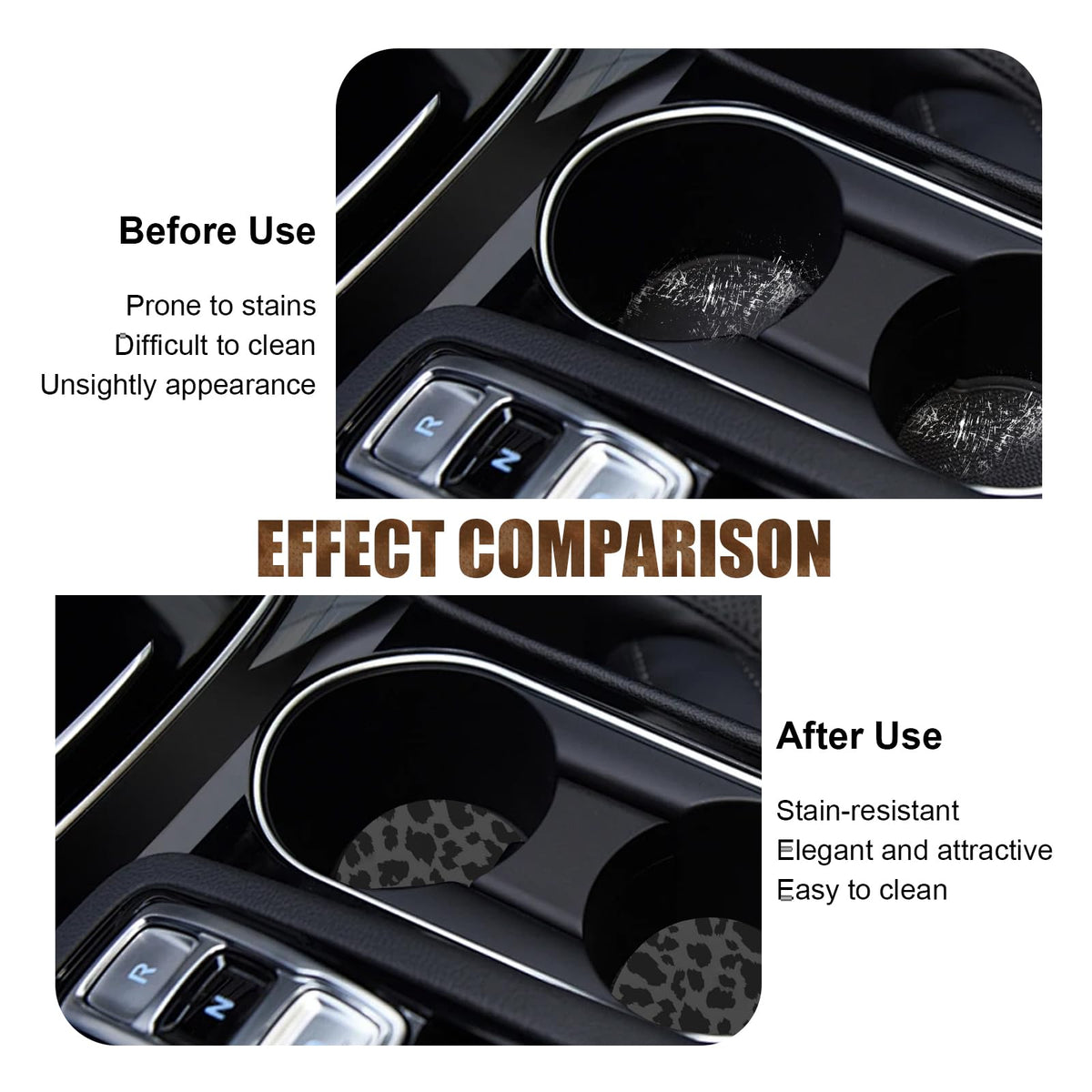 2 PCS Non-Slip Rubber Cheetah Print Car Cup Coasters P333