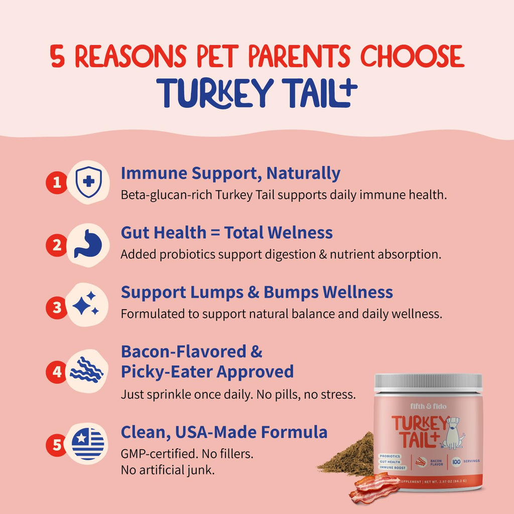 Turkey Tail Mushroom for Dogs Bacon Powder Probiotic A9987
