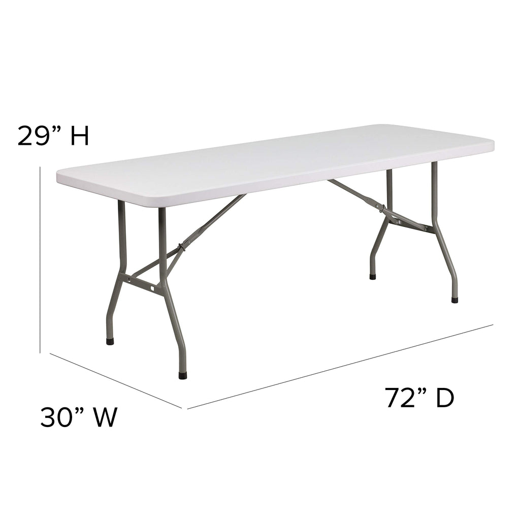 6-Foot Granite White Plastic Folding Table Y84597