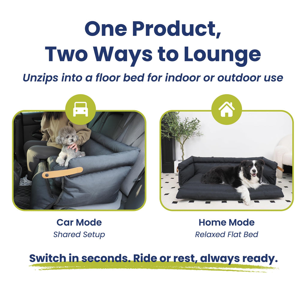 2-in-1 Pet Car Seat & Convertible Travel Dog Bed, XL, Black U44335