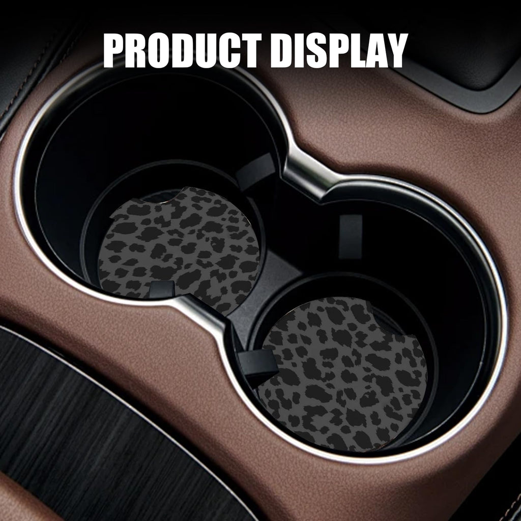 2 PCS Non-Slip Rubber Cheetah Print Car Cup Coasters P333