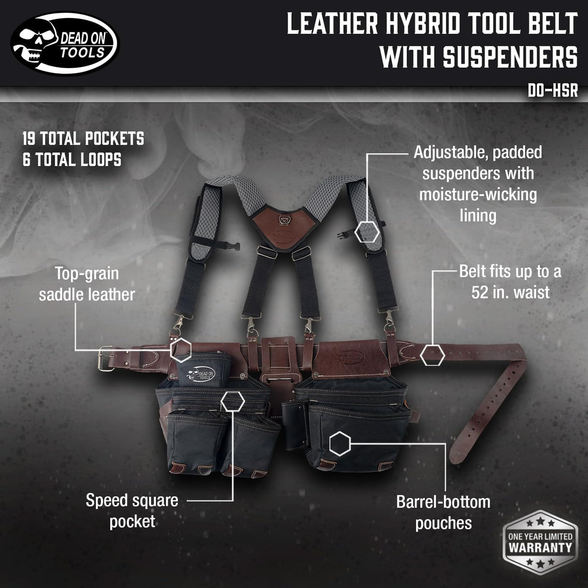 Leather Hybrid Tool Belt with Suspender K895