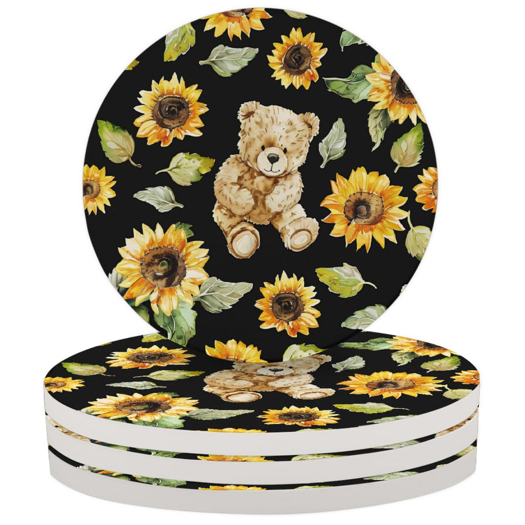 Round Absorbent Ceramic Coasters Set of 4 F5711