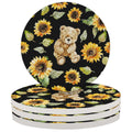 Round Absorbent Ceramic Coasters Set of 4 F5711