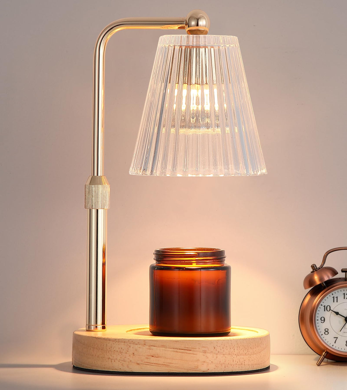 Gold Candle Warmer Lamp with Timer Dimmable with 2 Bulbs P734